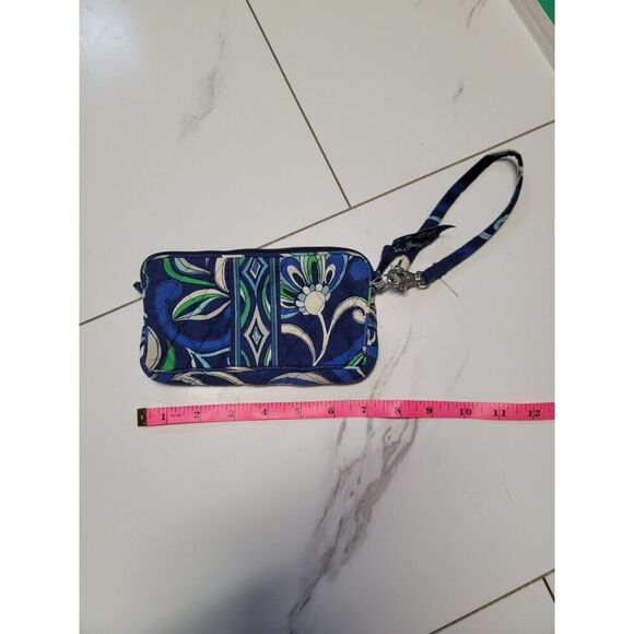 womens vera bradley blue and green floral small wallet/clutch with wrist strap - Picture 4 of 4